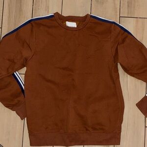 Paper Denim & Cloth Brown Crewneck with Blue Stripes